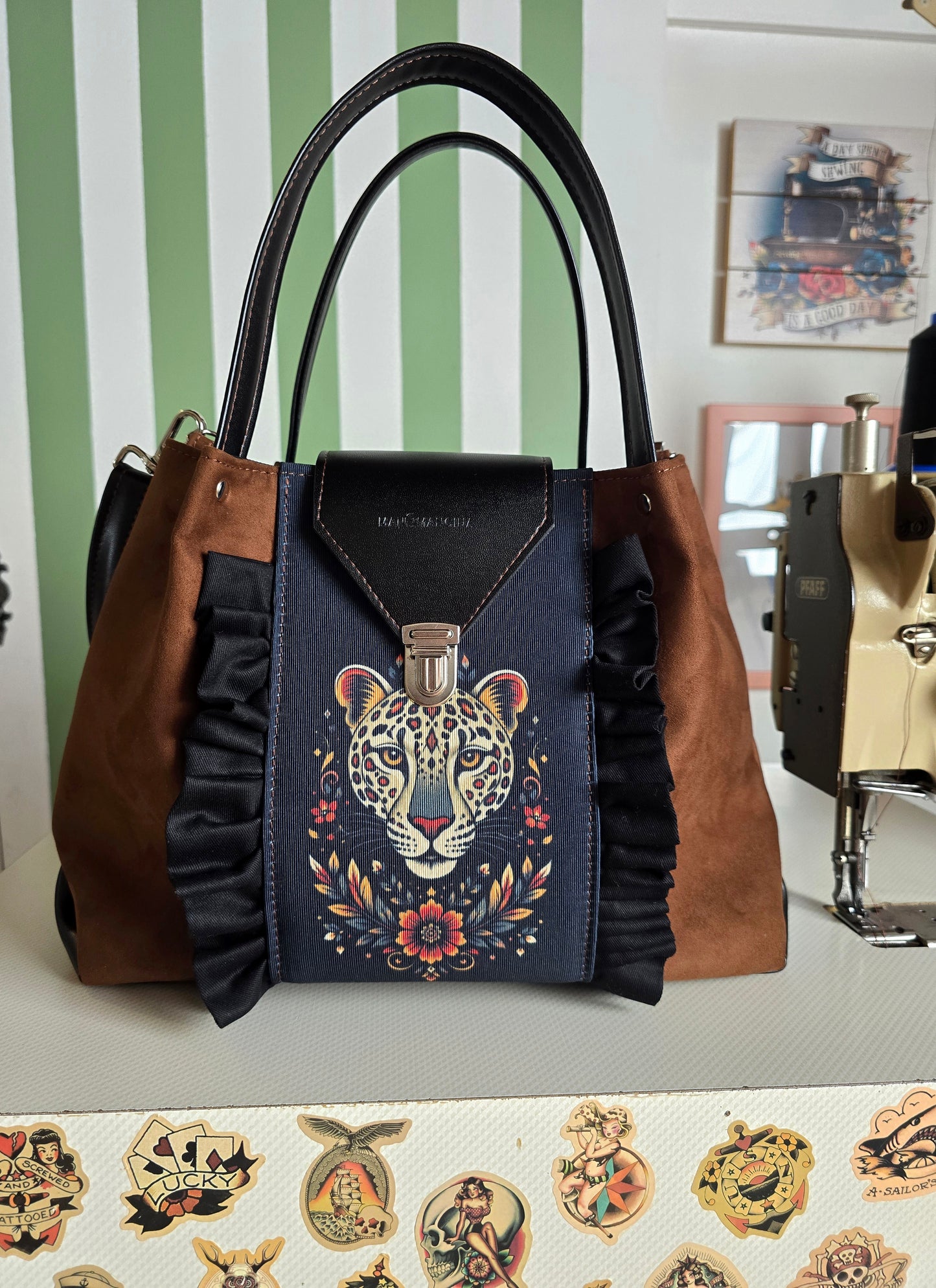 L'ARTIGIANA - similsuede caffe/nero/rouches stampa animal
