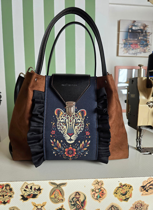 L'ARTIGIANA - similsuede caffe/nero/rouches stampa animal