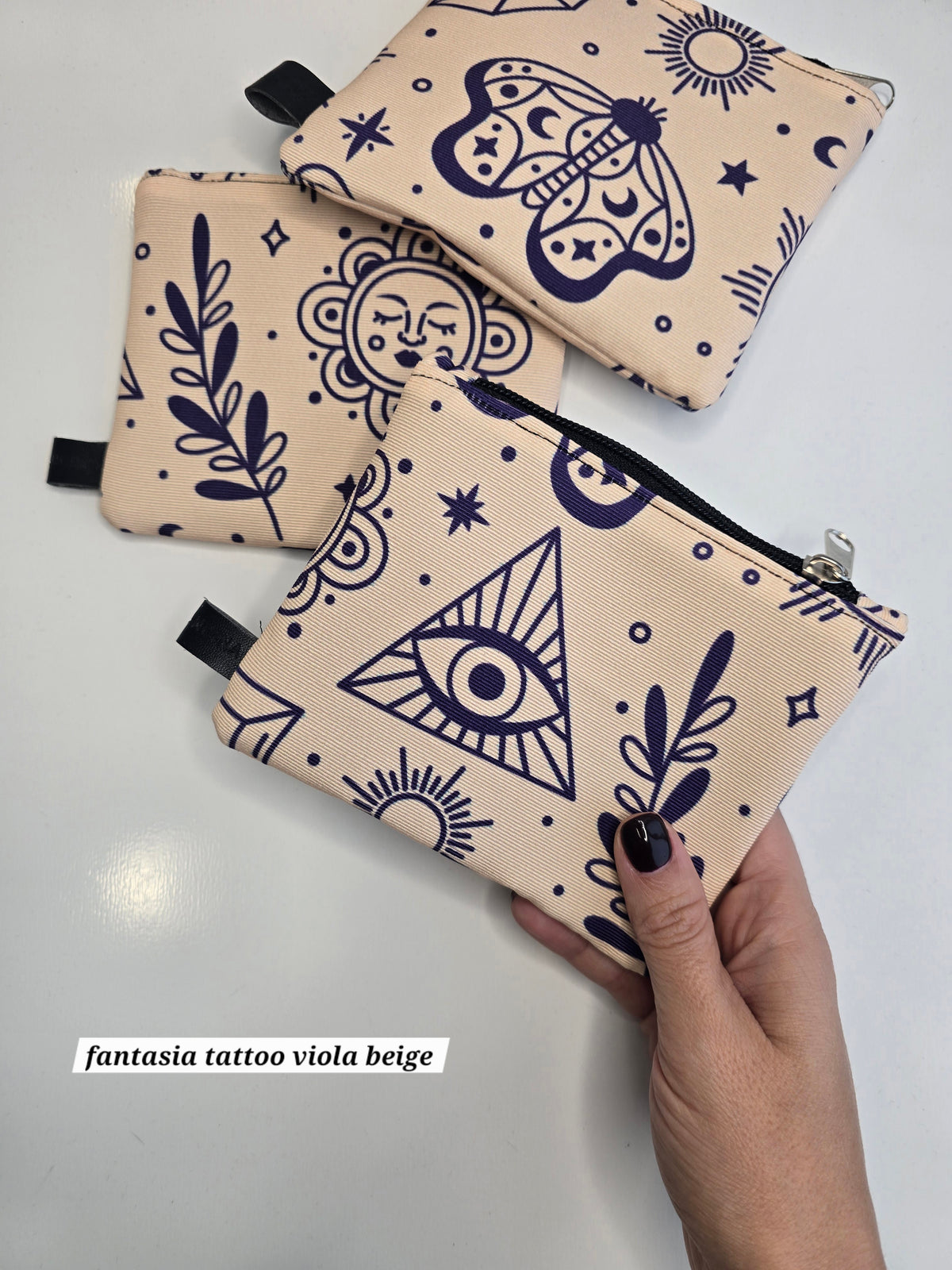 POCHETTE COMPACT | PORTA CARTE E MONETE | tutte le fantasie con tatuaggi/disegni old school