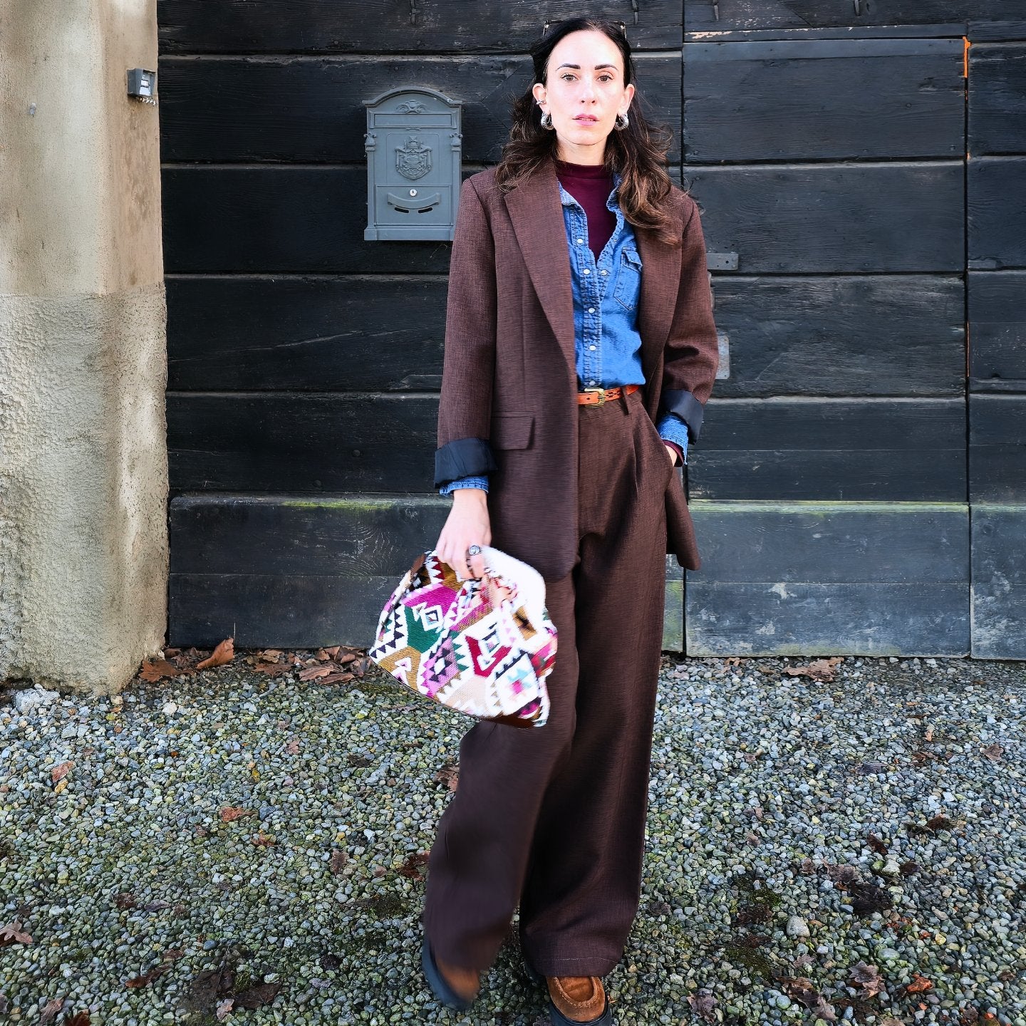 BORSA CLIC CLAC Kilim mix bordeaux