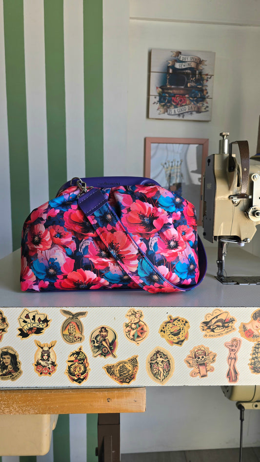 BORSA CLIC CLAC viola / fiori