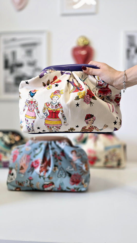 BORSA CLIC CLAC tracolla regolabile viola/donne tattoo