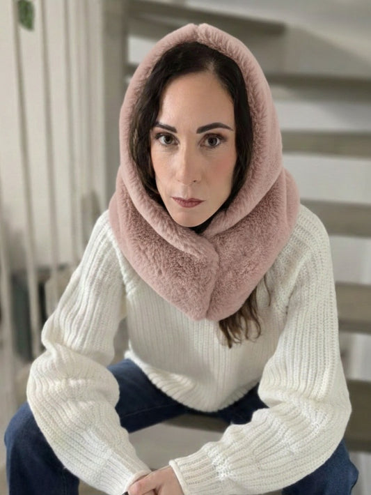 BALACLAVA ecopelliccia rosa antico/interno rosa antico