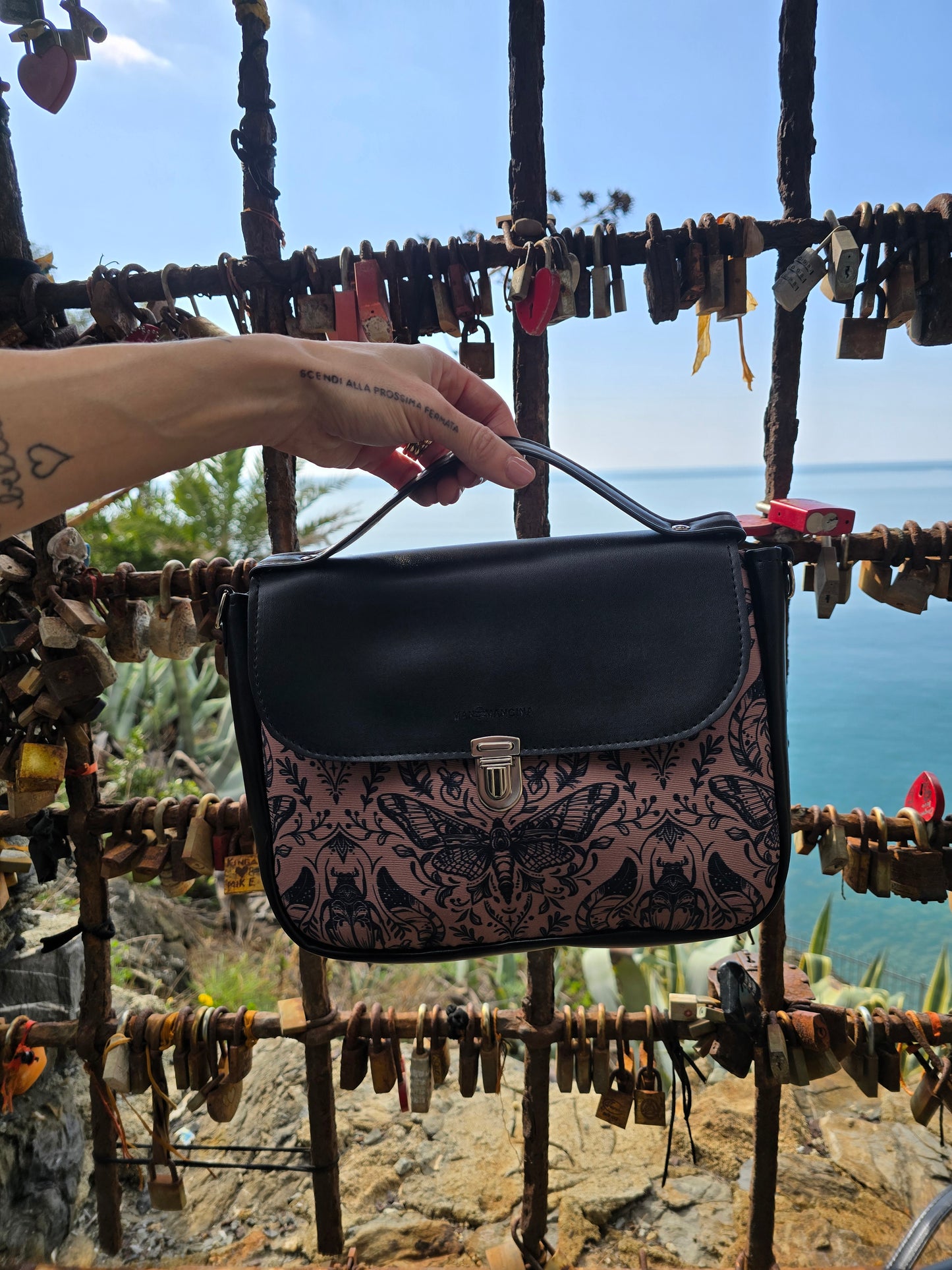 "DOTTY" VEGAN mini SIMILPELLE nero / tattoo mocha