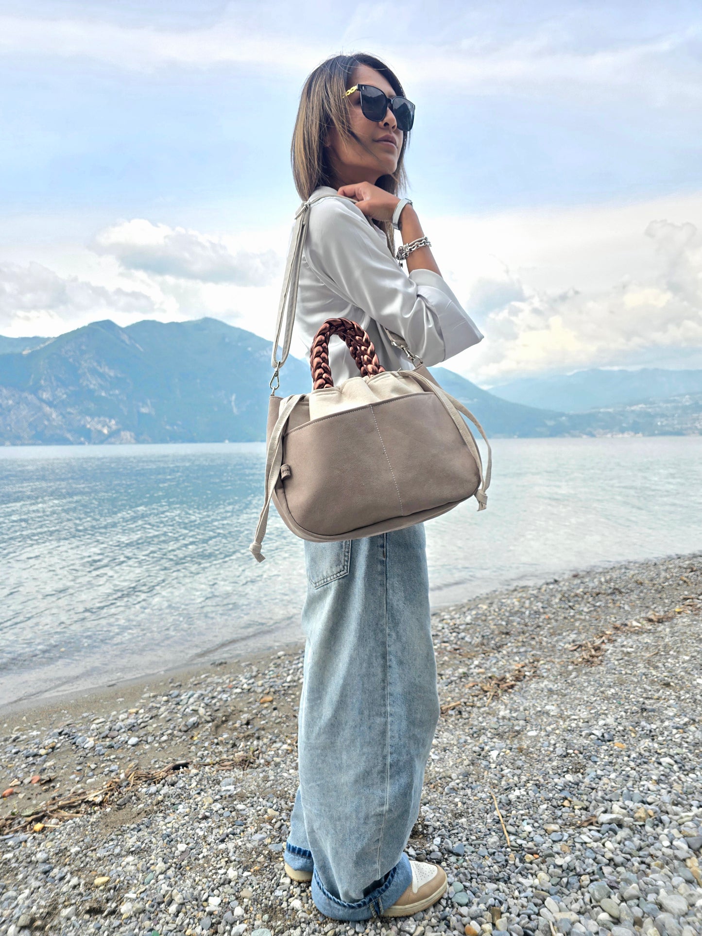 "L'ORGANIZZATA" corda chiaro/ similsuede tortora
