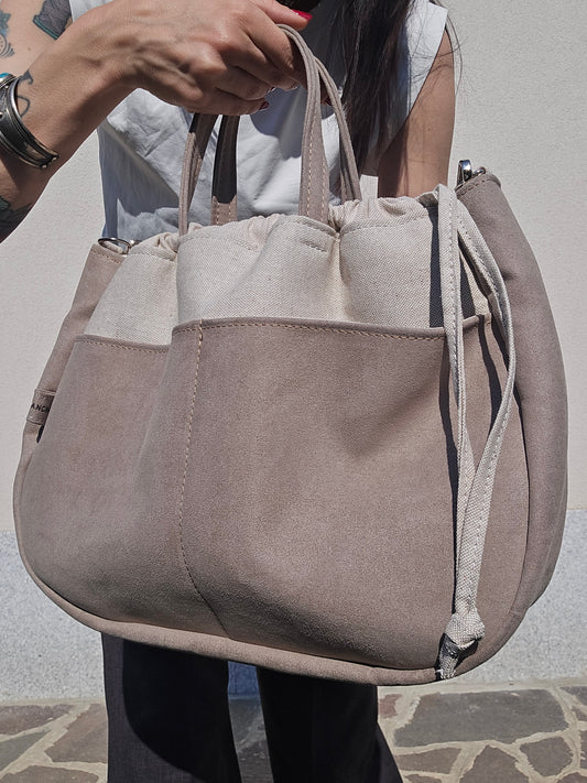 "L'ORGANIZZATA" corda chiaro/ similsuede tortora/ MANICI CLASSICI