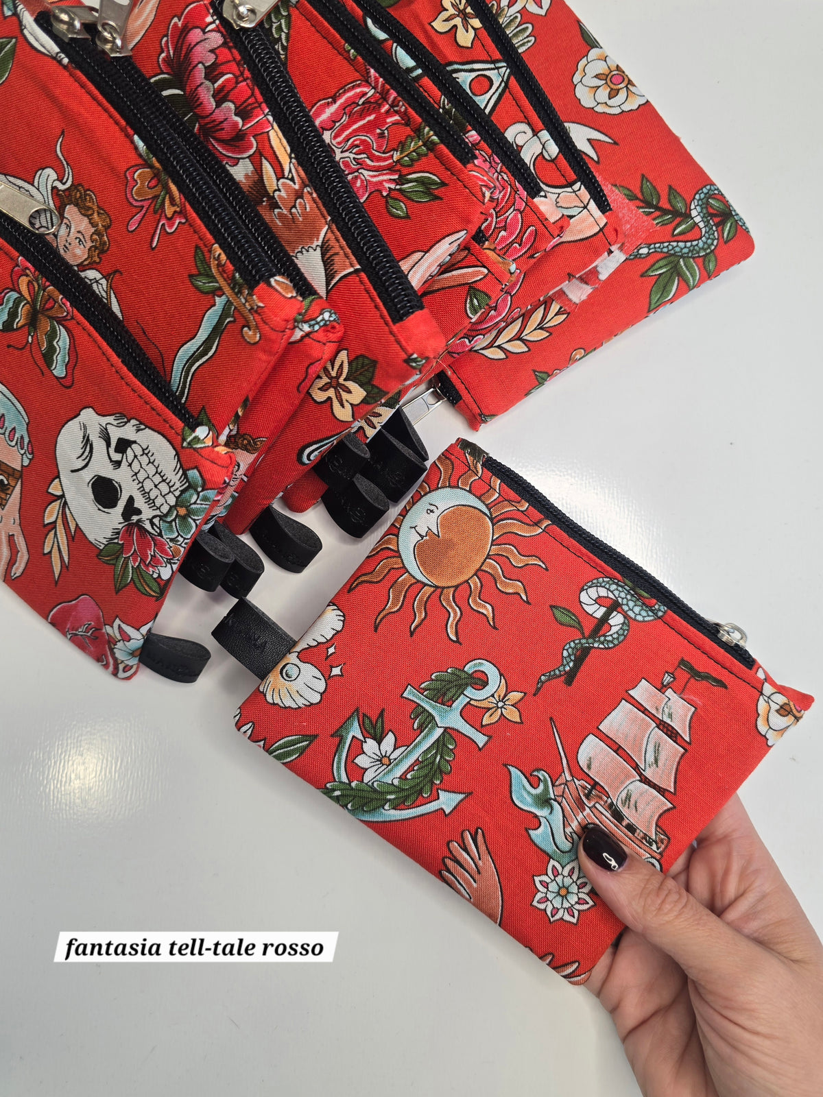 POCHETTE COMPACT | PORTA CARTE E MONETE | tutte le fantasie con tatuaggi/disegni old school