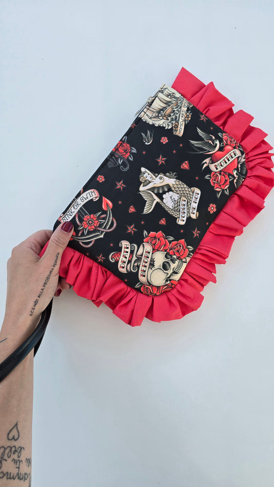 "MIRTA" pochette con rouches TATTOO MOTHER
