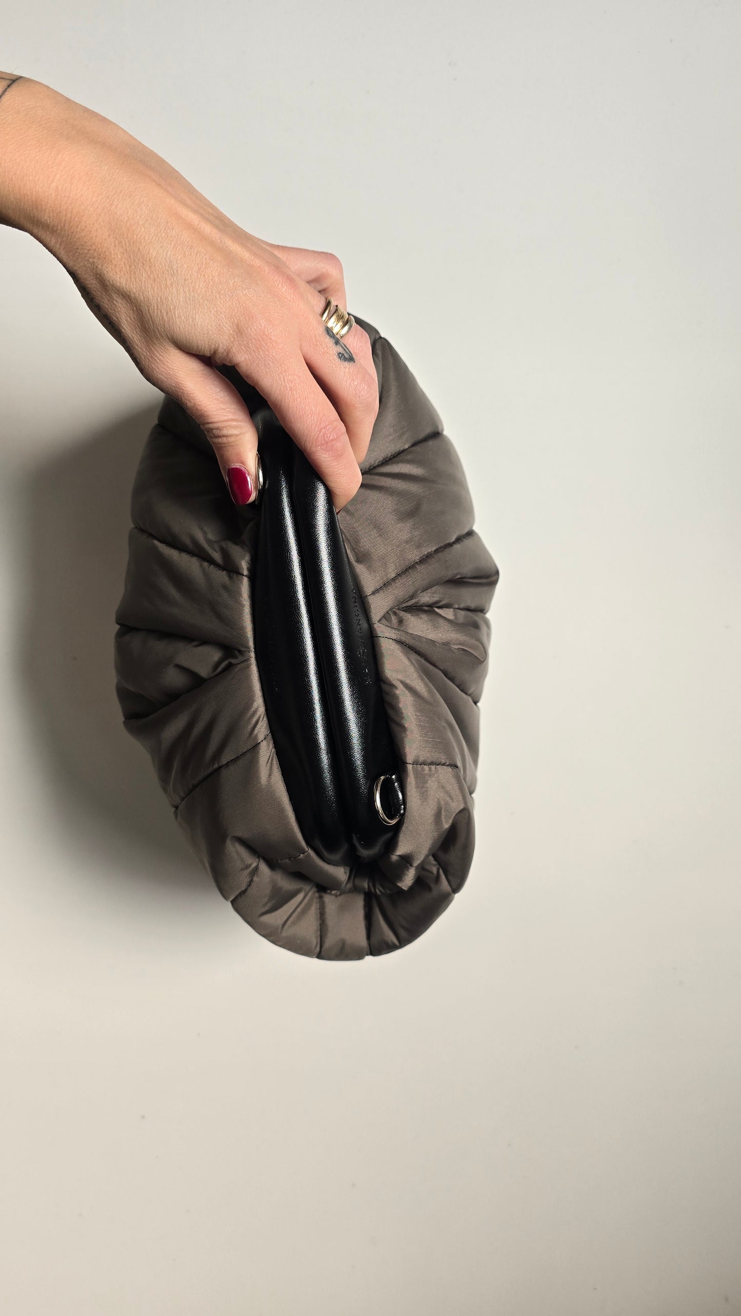 BORSA CLIC CLAC tracolla regolabile nero/ trapuntato verde militare