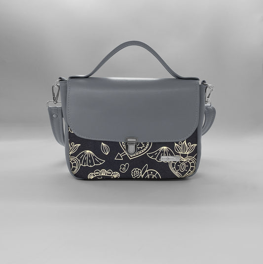 "DOTTY" VEGAN mini SIMILPELLE grigio / ex voto nero