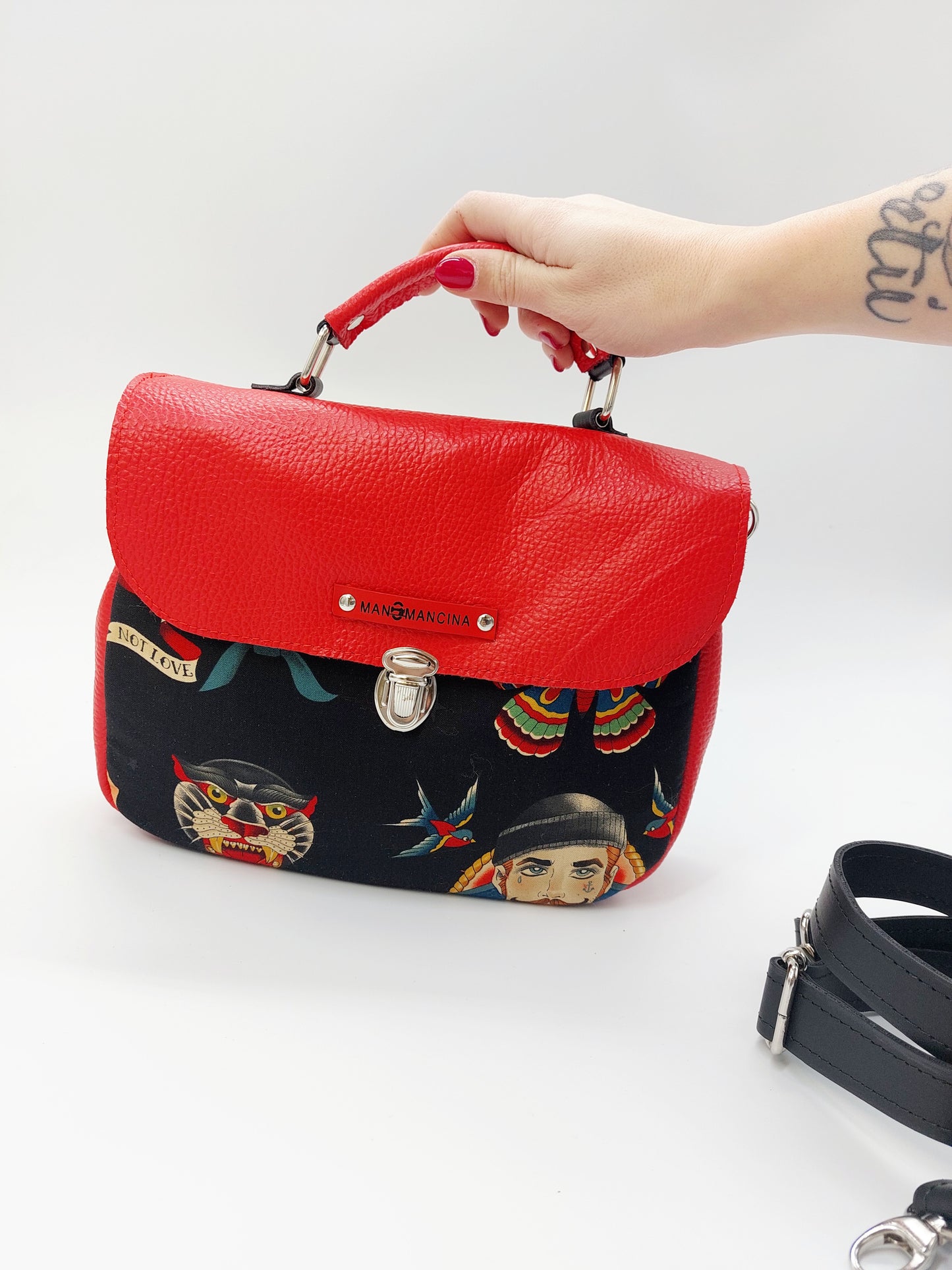 "DOTTY" VERA PELLE mini ROSSO/SAILOR