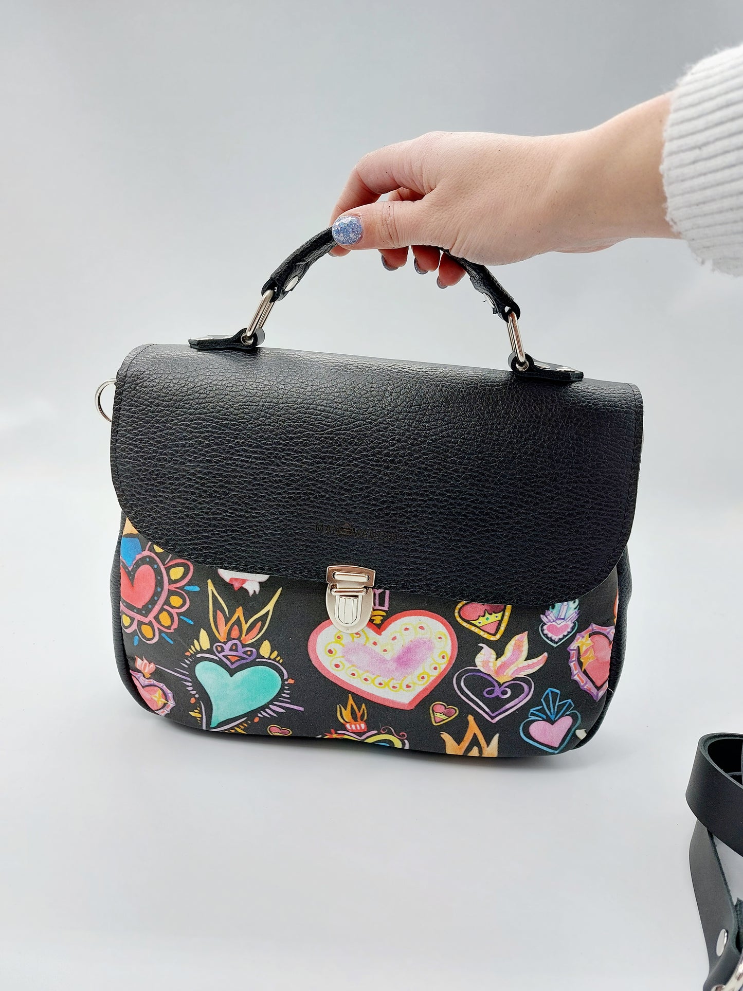 "DOTTY" VERA PELLE mini nero/ex voto